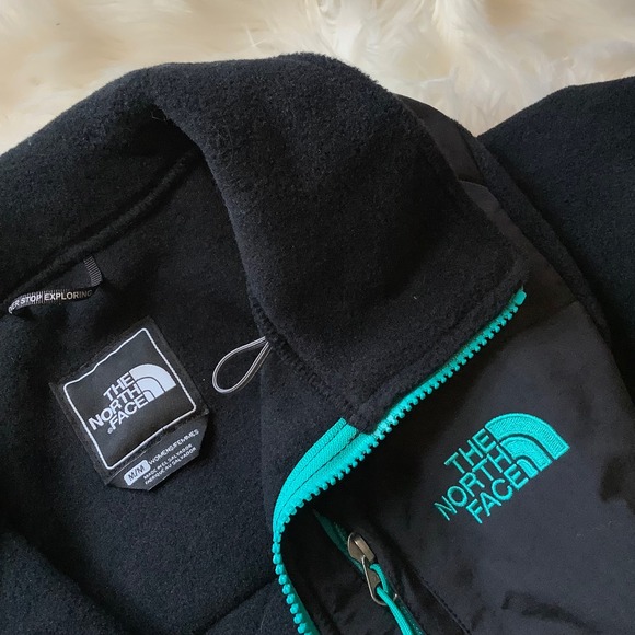 NWT The North Face Women's Denali Fleece Jacket Black Turquoise Zip Size Medium - Picture 4 of 16